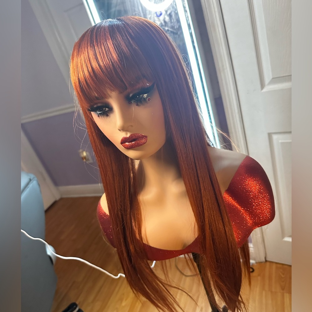 Copper bang wig